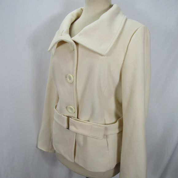 Zara Basics Jackets & Blazers - Zara Basics L Spain Wool Cream Belted Coat Jacket